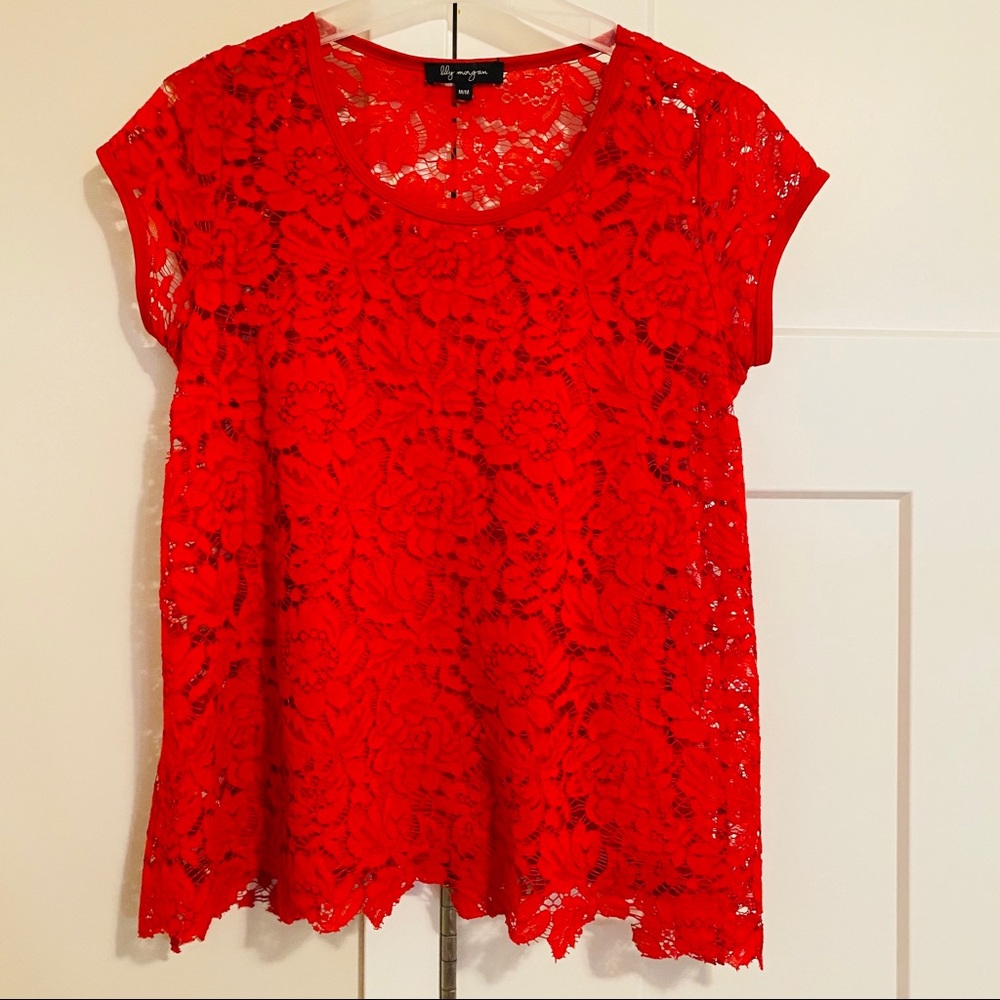 3 for $20 Sale🔥! Lily Morgan red lace Blouse